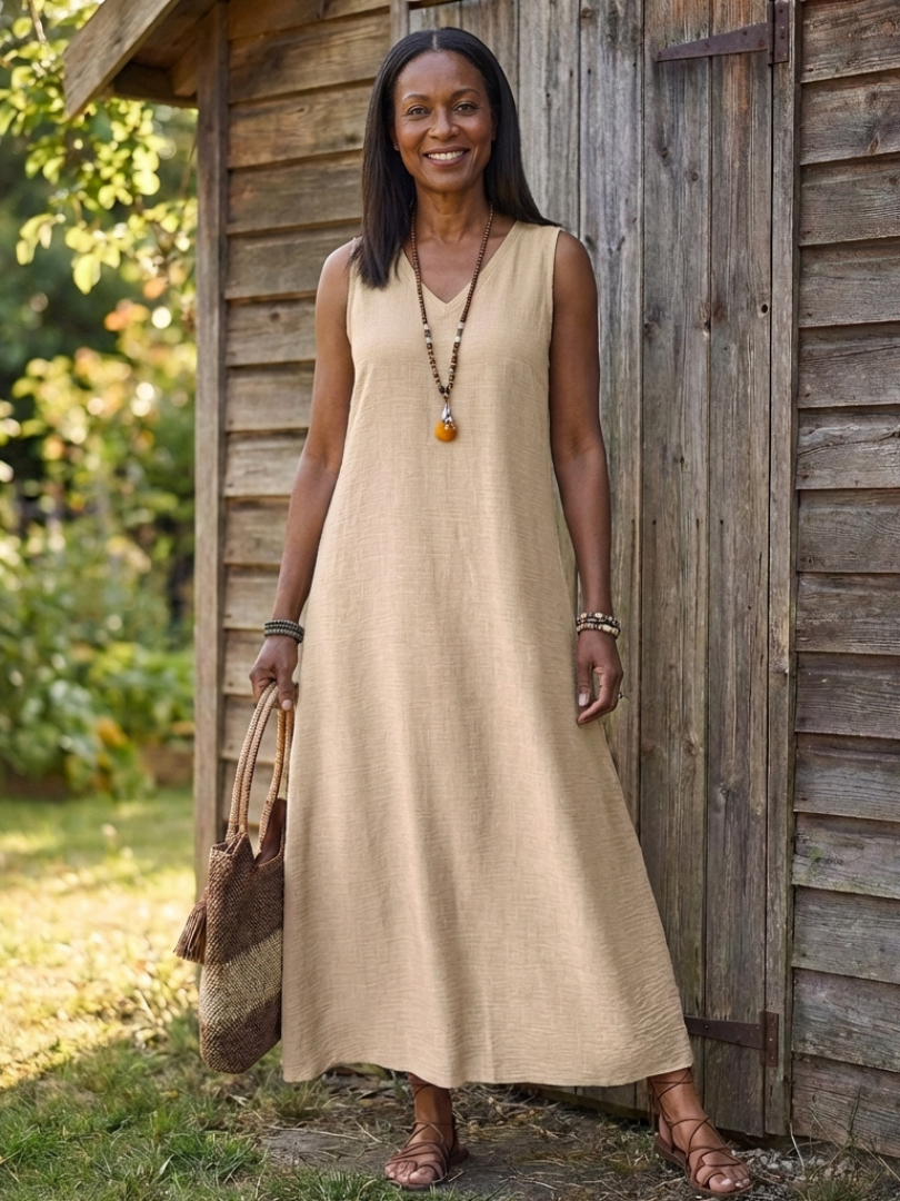 Lydia | Robe Maxi Sans Manches à Col V