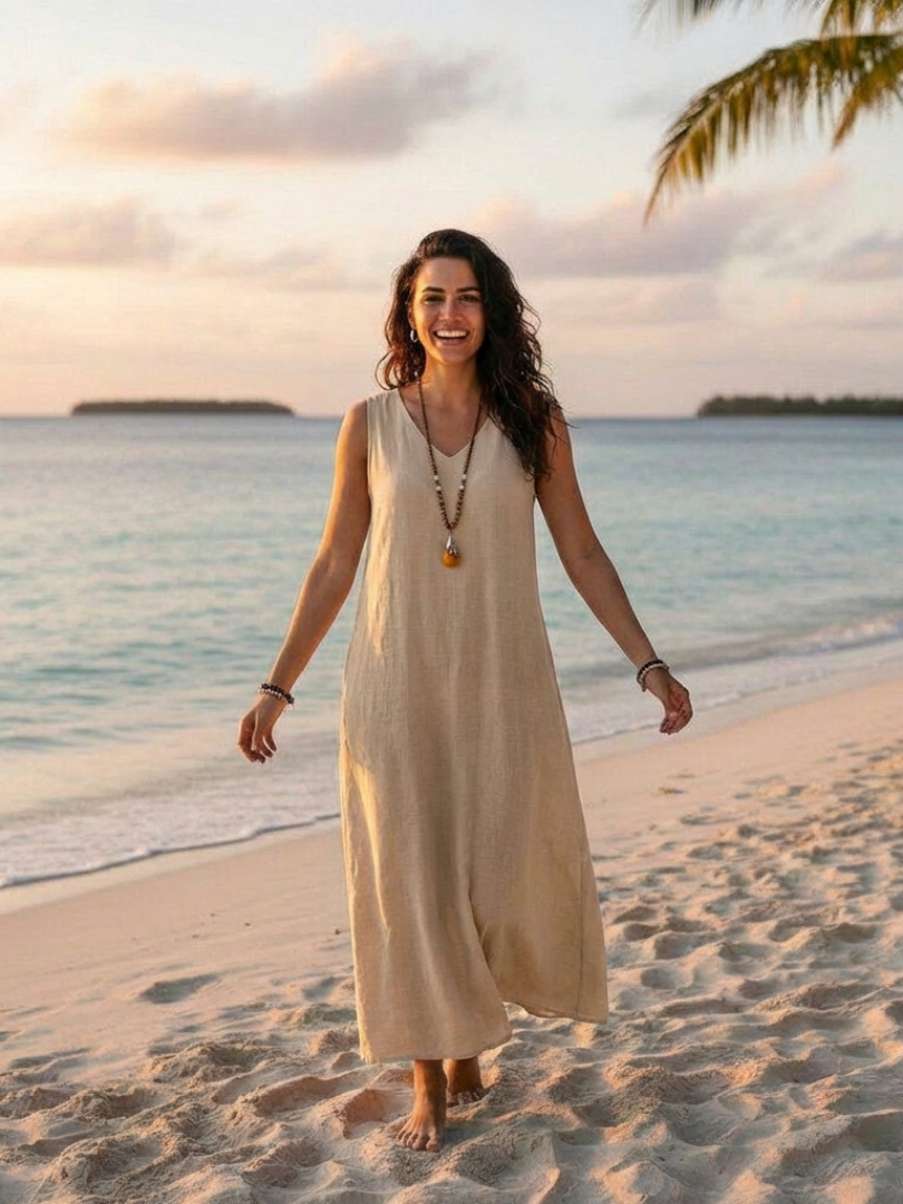 Lydia | Robe Maxi Sans Manches à Col V