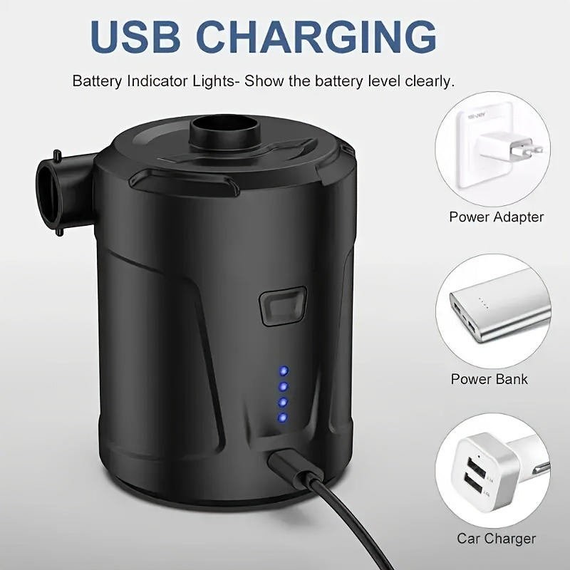 Pompe à Air Électrique Mini Sans Fil Rechargeable - Pompe USB Léger pour Utilisation Extérieure, Gonfle Matelas Gonflables et Plus