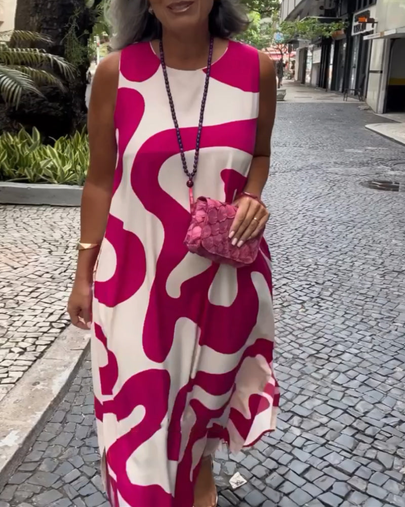 Bertha | Robe sans manches stylée avec imprimé géométrique