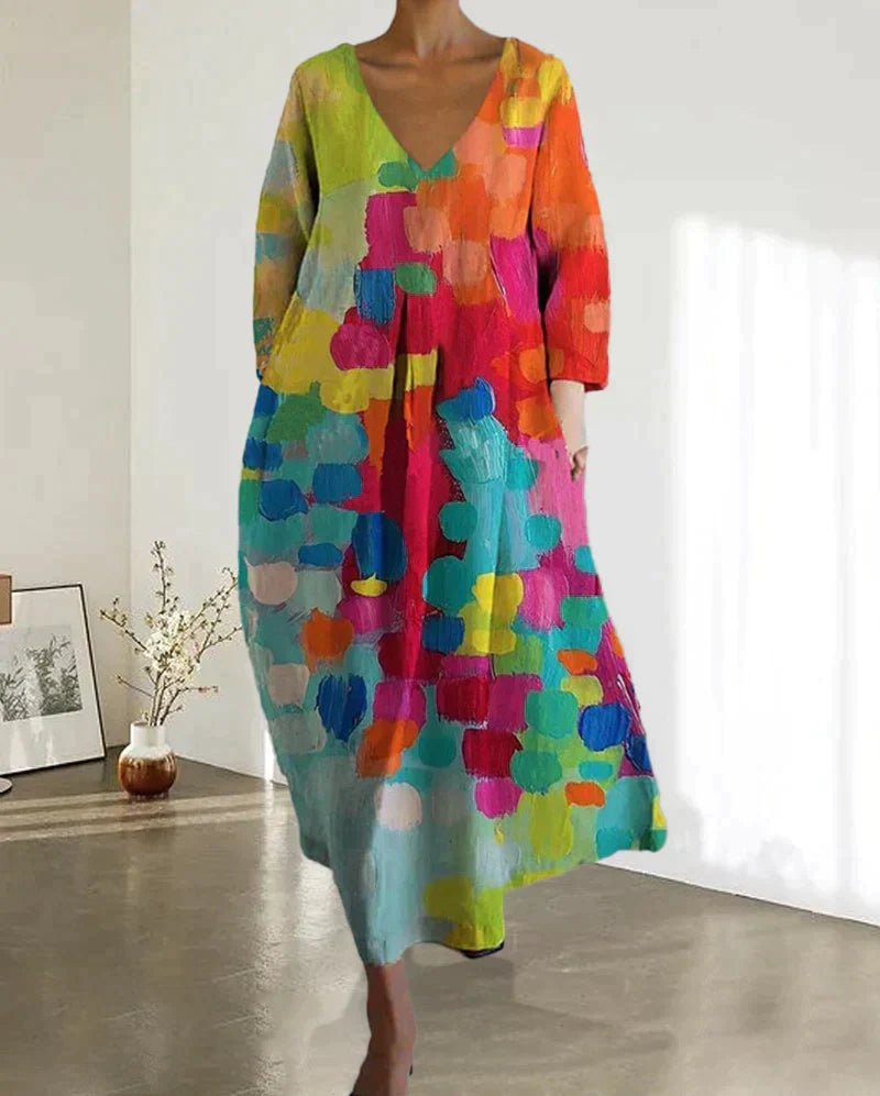 Carmina | Robe colorée avec décolleté en V