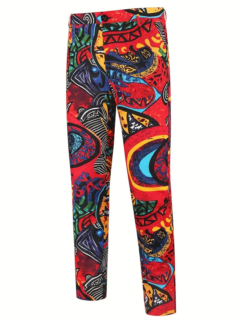 Costume Coloré Carnaval pour Hommes - Costume Deux Pièces Slim Fit avec Pantalon pour Fêtes et Carnaval