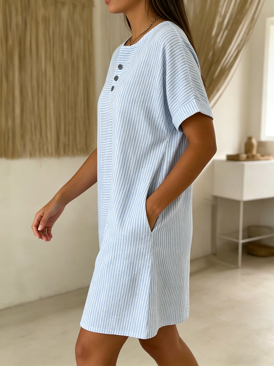 Ramilia | Robe élégante en coton-lin avec boutons