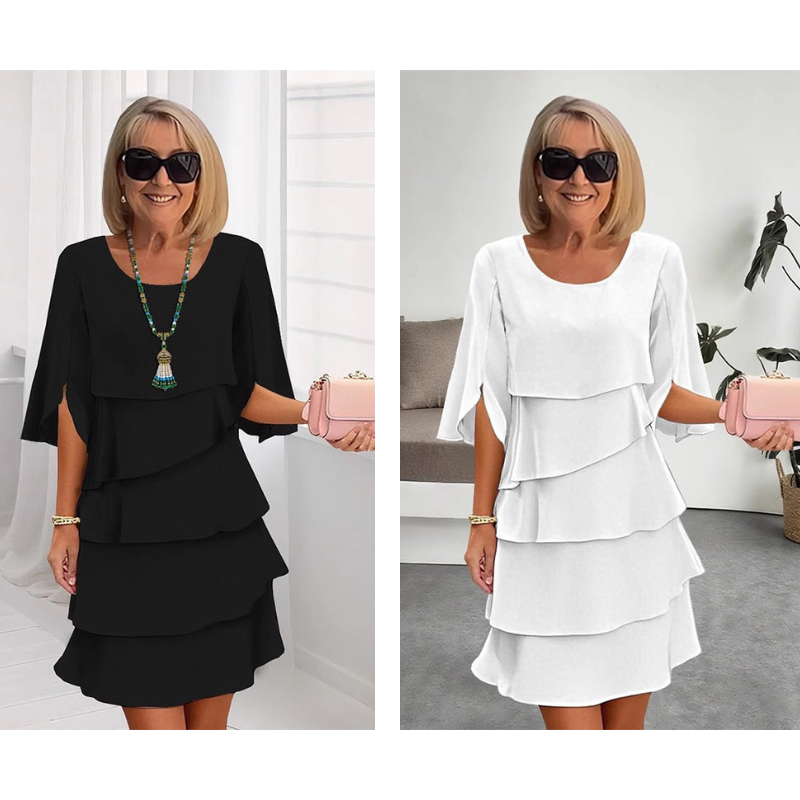 Robe à couches chic avec manches bouffantes pour femmes