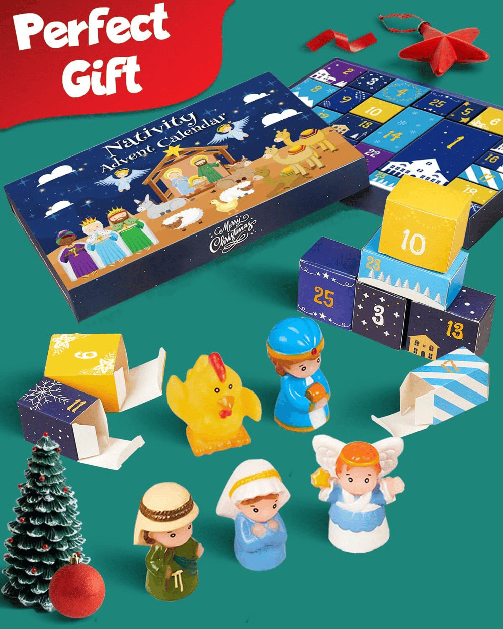 HeiligeNacht | 2025 Calendrier de l'Avent Crèche 25 Pièces Décoration de Fête