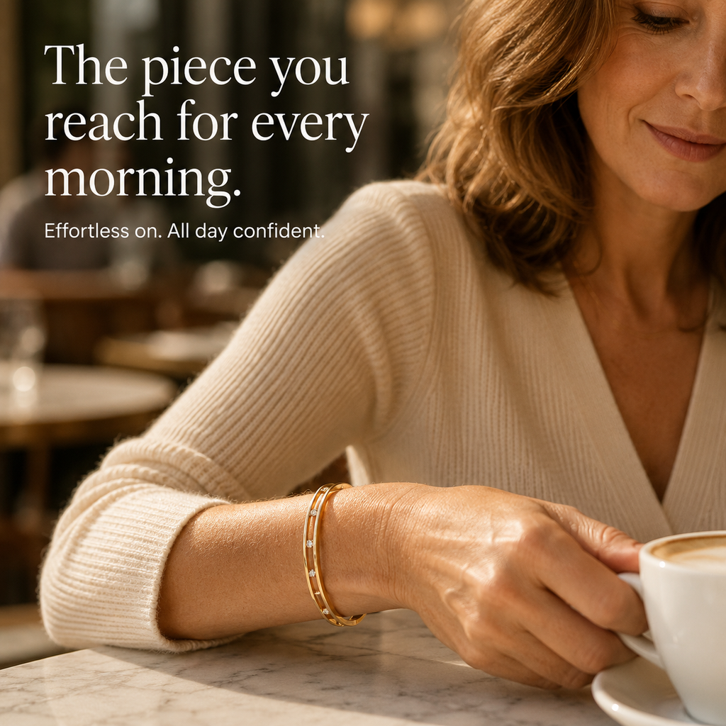 Veluna – Bracelet Jonc en Cristal Flottant Doré pour Femmes