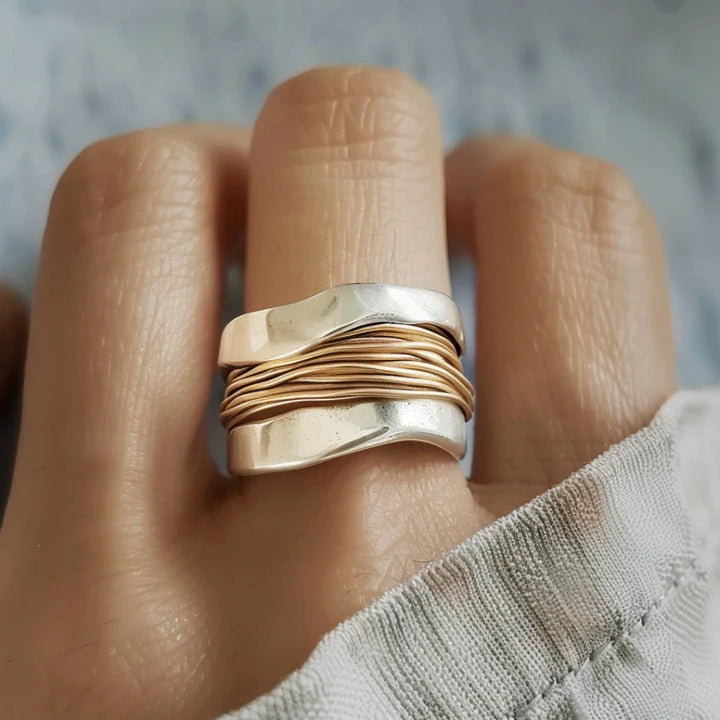 Bague - Bijou Élégant en Argent et Or