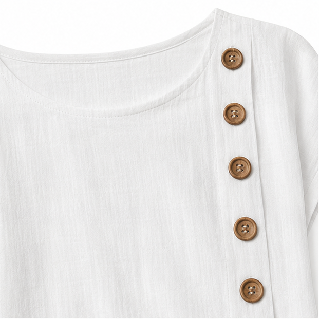 Elovena – Ensemble assorti à ourlet asymétrique avec pantalons à jambes larges