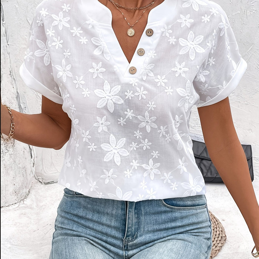 MOREAU LYON | BLOUSE FLORALE À COL EN V POUR FEMMES
