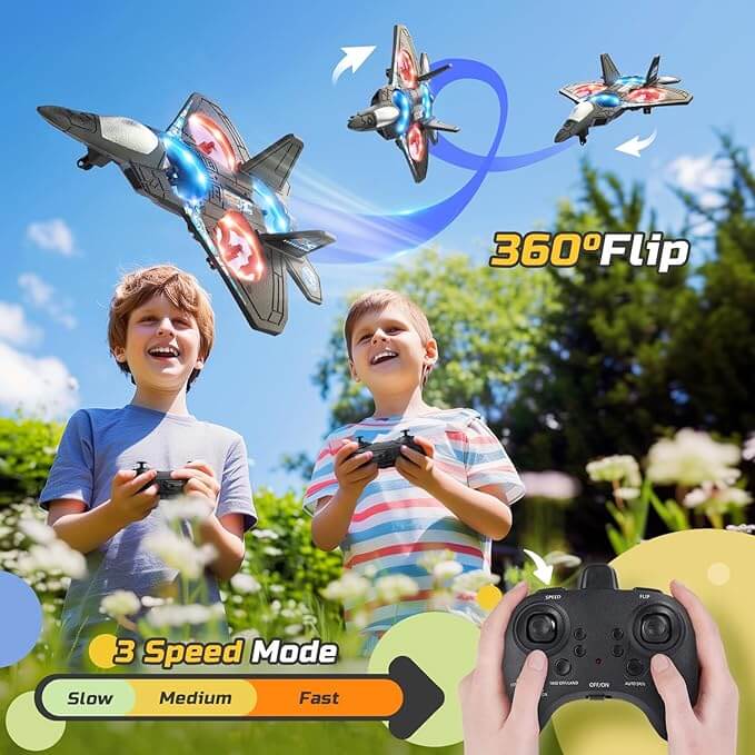 Avion Télécommandé LED pour Enfants 6-12 Ans