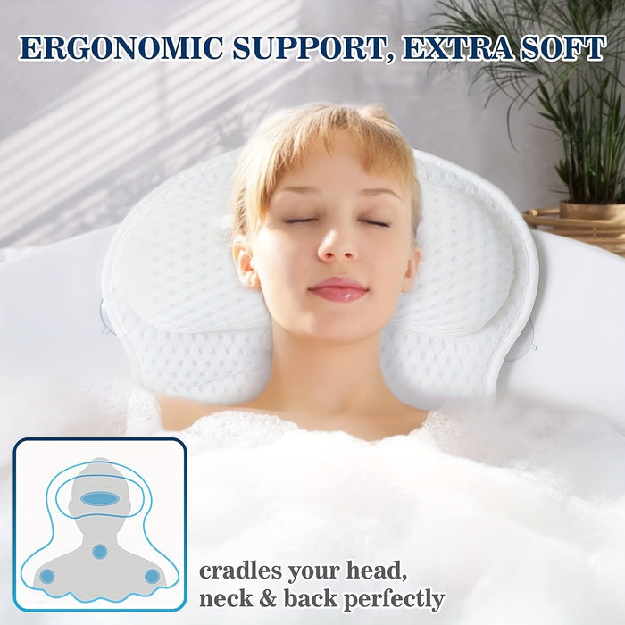 LuxieSpa 4D Coussin de Bain Luxe - Coussin Respirant avec Support pour le Cou et le Dos pour un Bain Relaxant
