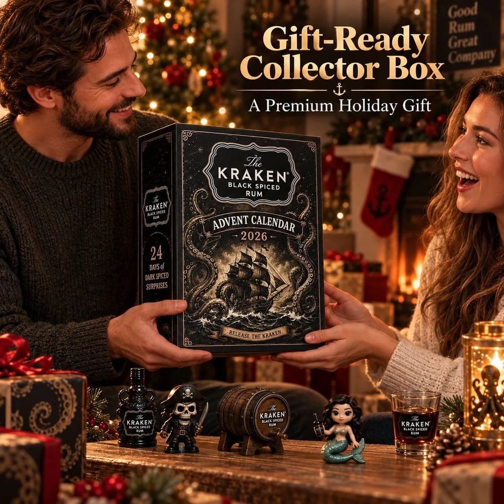 Calendrier de l'Avent Kraken Rum – Compte à rebours de Noël en 24 mini bouteilles