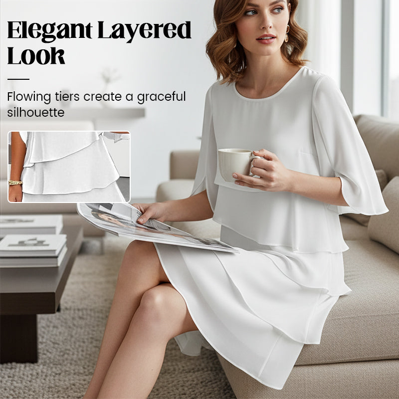 Robe à couches chic avec manches bouffantes pour femmes
