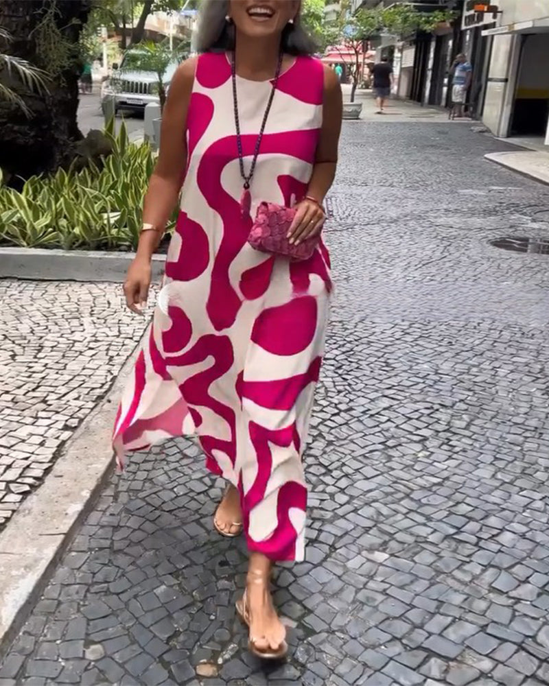 Bertha | Robe sans manches stylée avec imprimé géométrique