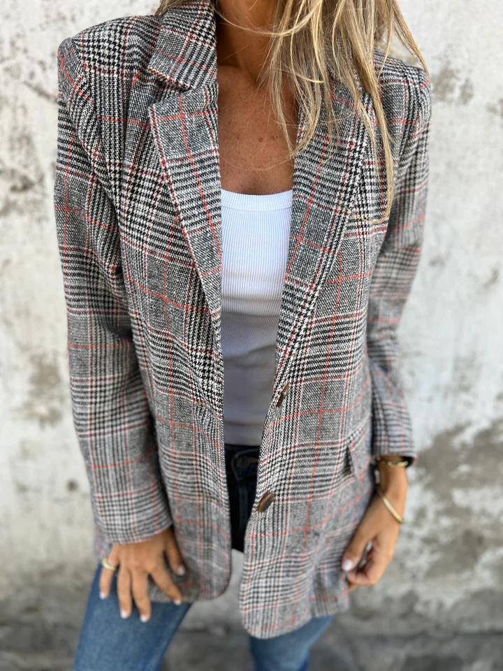 Rheina | Blazer à carreaux décontracté avec revers