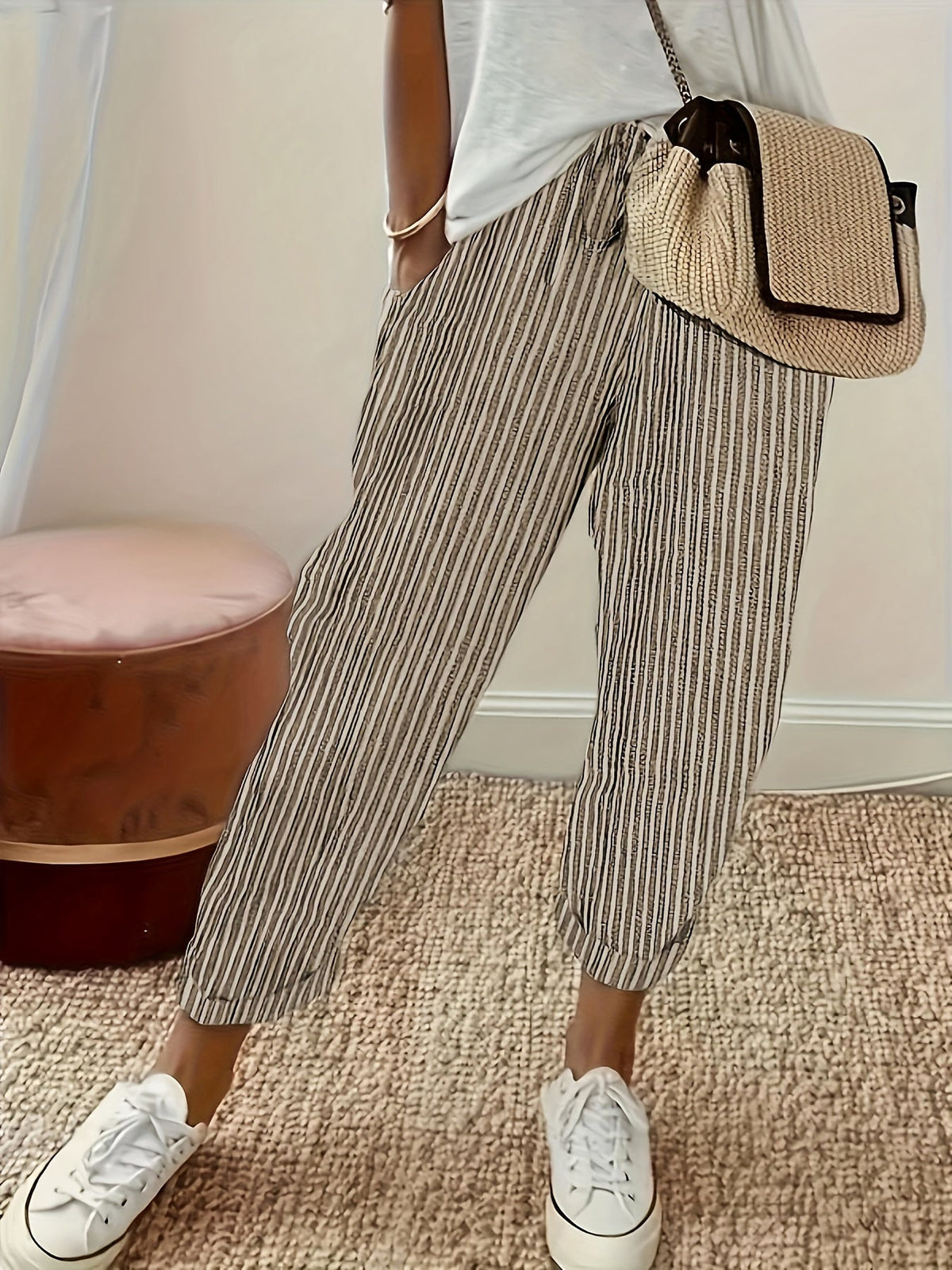 Rhian | Pantalon Chic à Rayures