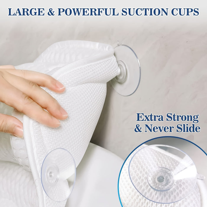 LuxieSpa 4D Coussin de Bain Luxe - Coussin Respirant avec Support pour le Cou et le Dos pour un Bain Relaxant