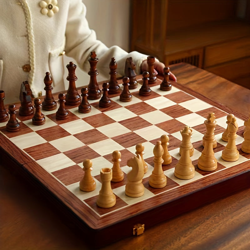 EchelonMaster Ensemble d'échecs en bois | Échiquier en noyer fait à la main avec des pièces de jeu de première qualité