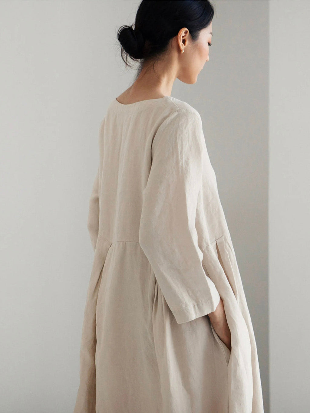 Ella - Robe en lin décontractée avec poches latérales