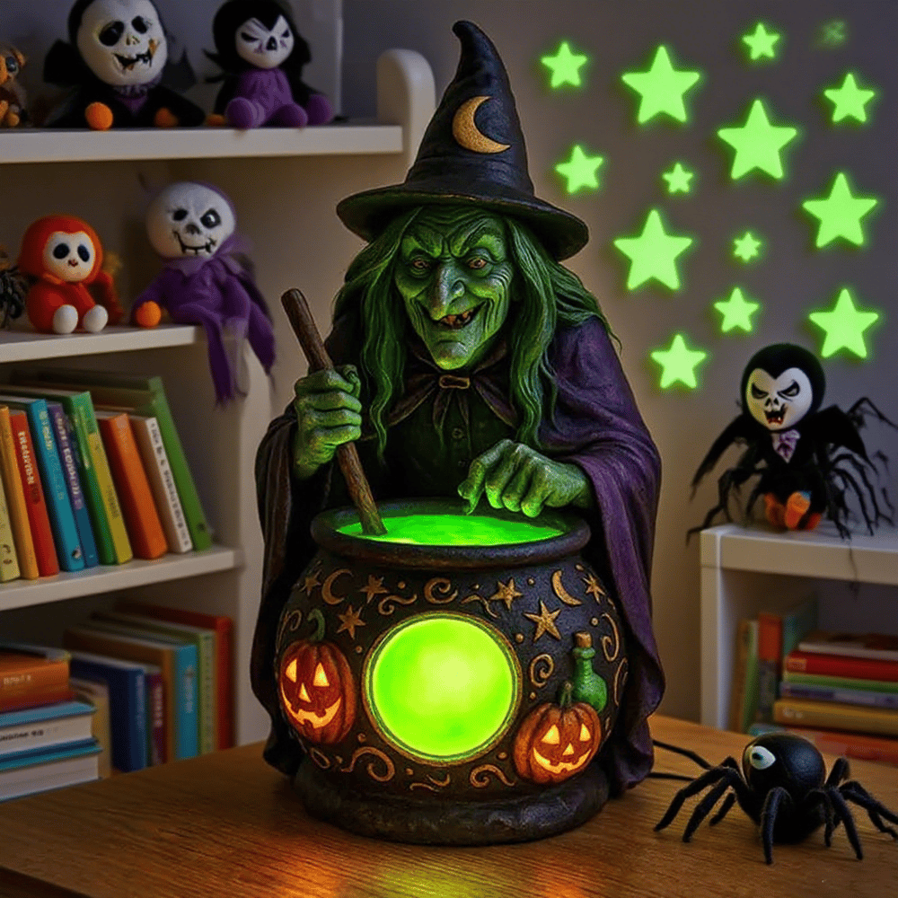 Lampe Ketel WitchGlow | Chaudron envoûtant avec éclairage néon vert magique