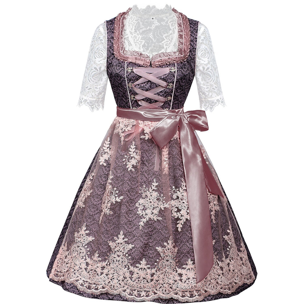Ensemble de Dirndl brodé en lilas pour Oktoberfest