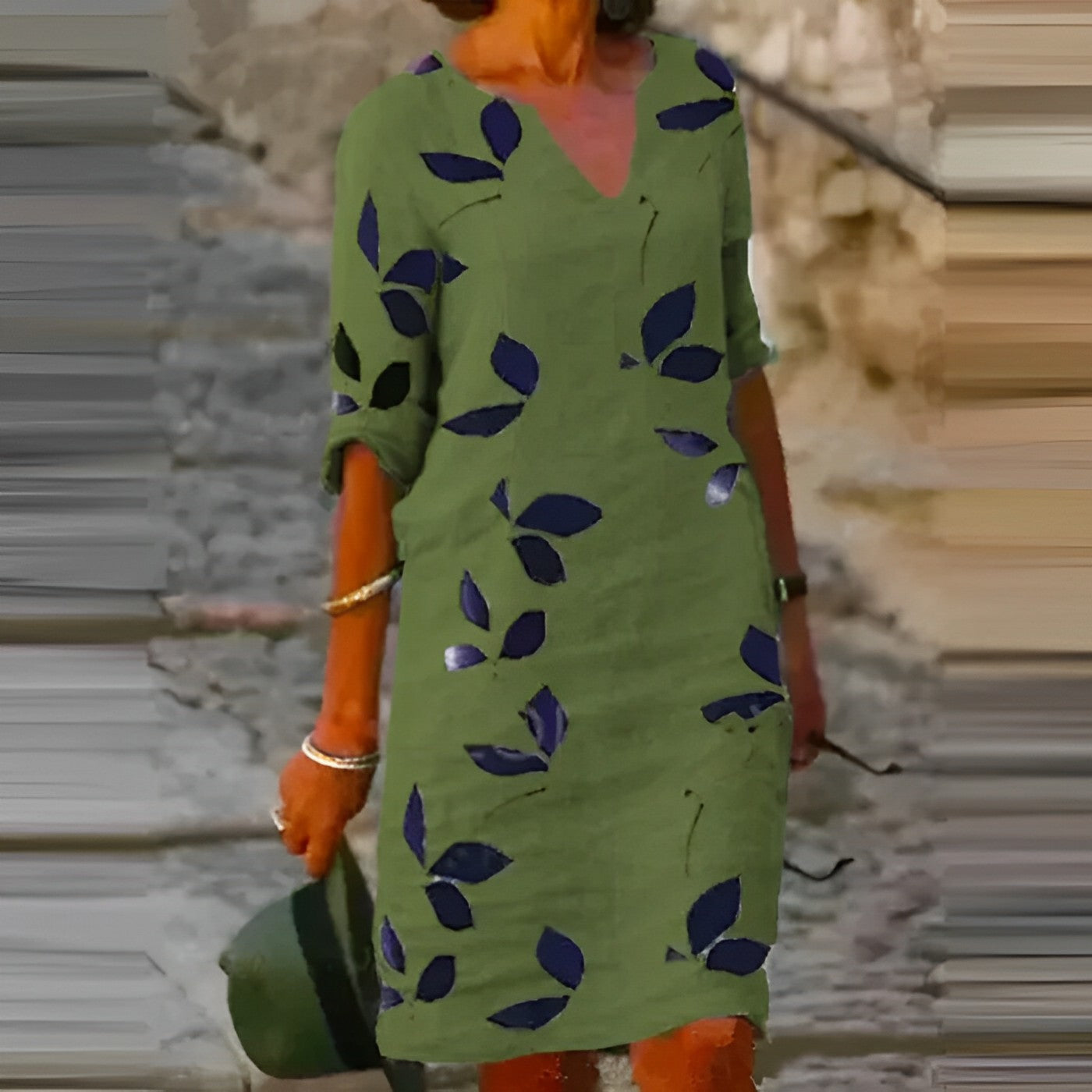 Robe d'été époustouflante avec imprimé feuilles pour femmes