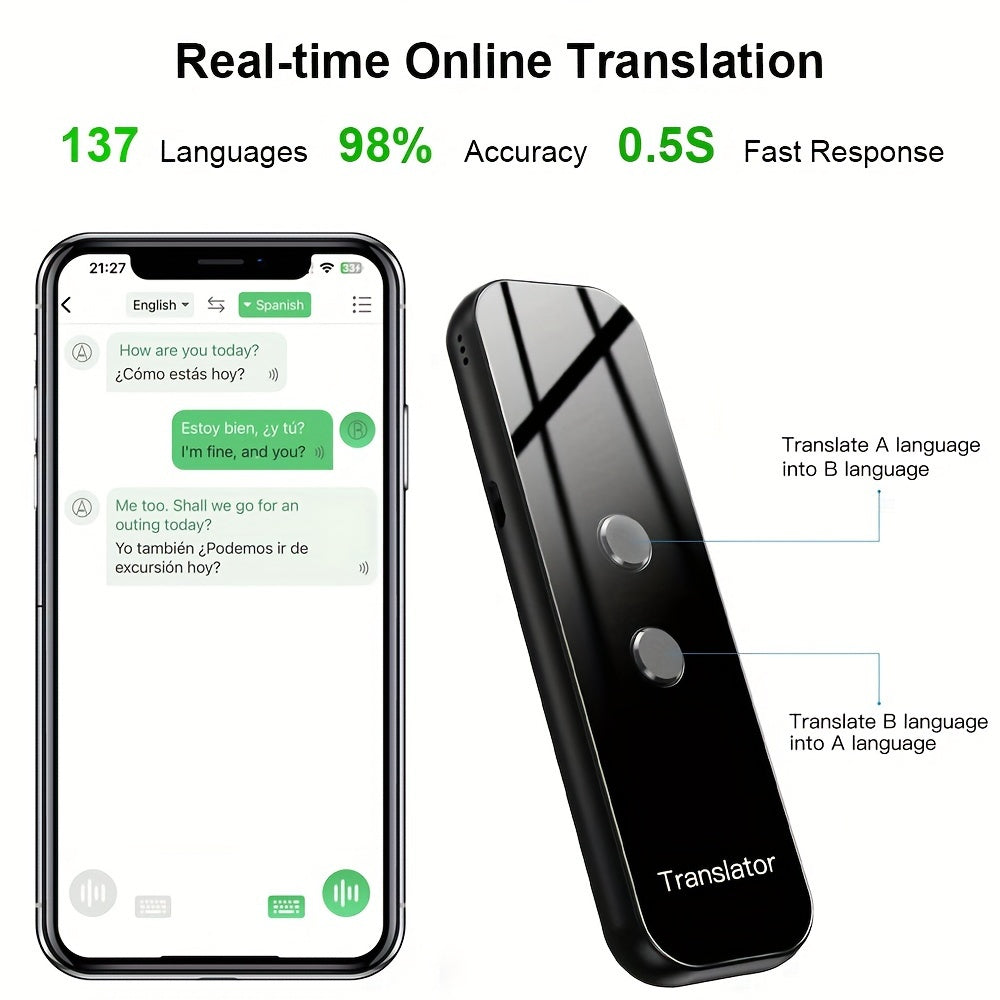 Traducteur Portable Bidirectionnel avec Wi-Fi Intégré et Batterie USB Rechargeable - Appareil de Voyage Compact pour une Communication Sans Effort