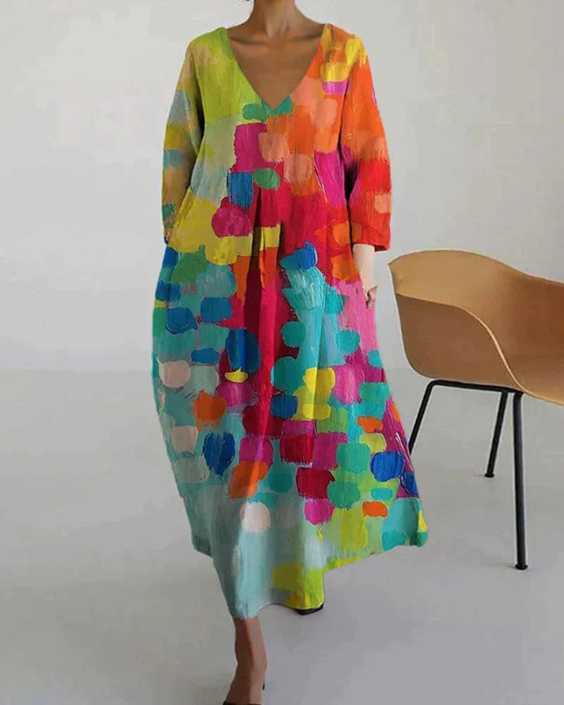 Carmina | Robe colorée avec décolleté en V