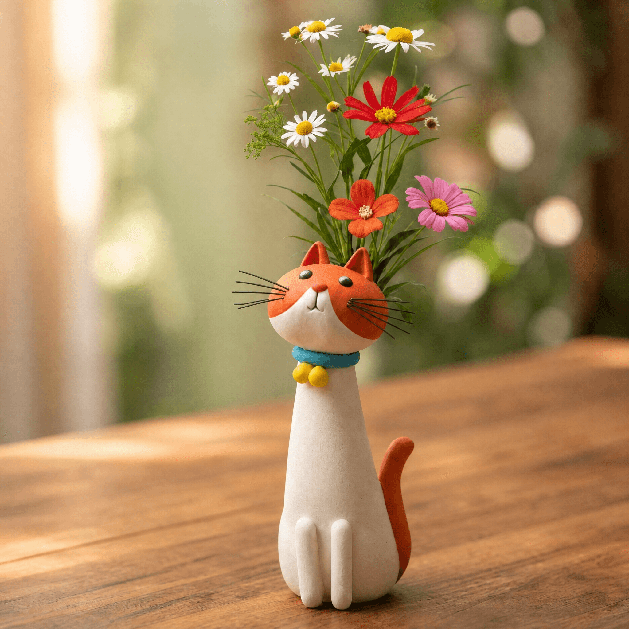 Felina – Vase à fleurs en céramique fait main en forme de chat