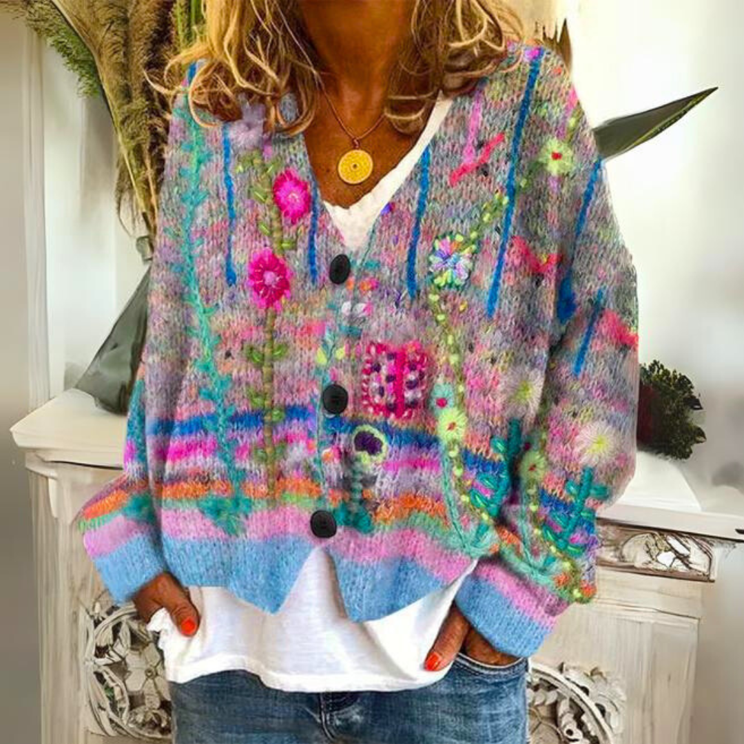Marguerite - Cardigan Féminin Fleuri Brodé