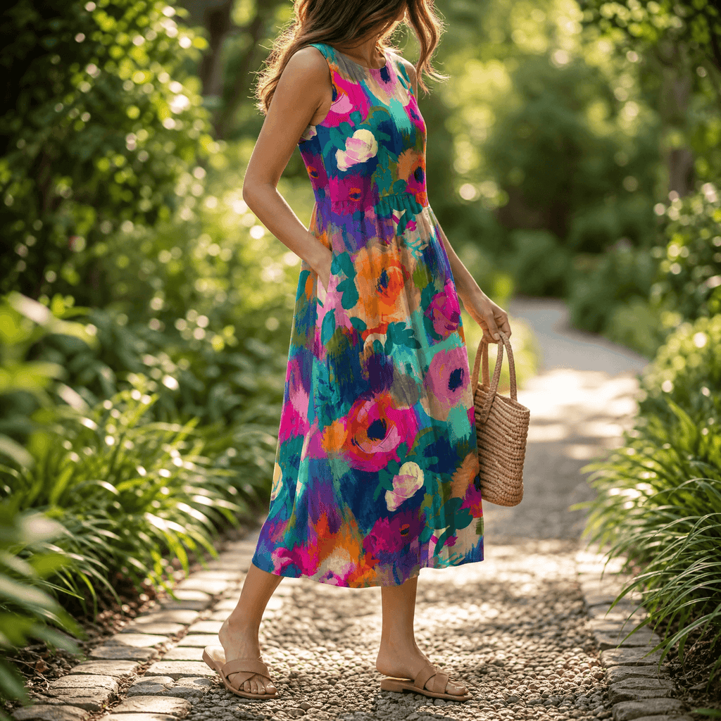 Florenza – Robe midi florale artistique pour femmes