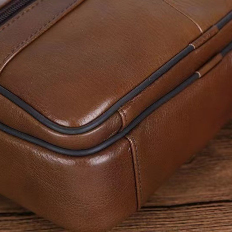 Sac à bandoulière en cuir pour homme – Grand sac en cuir de vachette avec bandoulière réglable