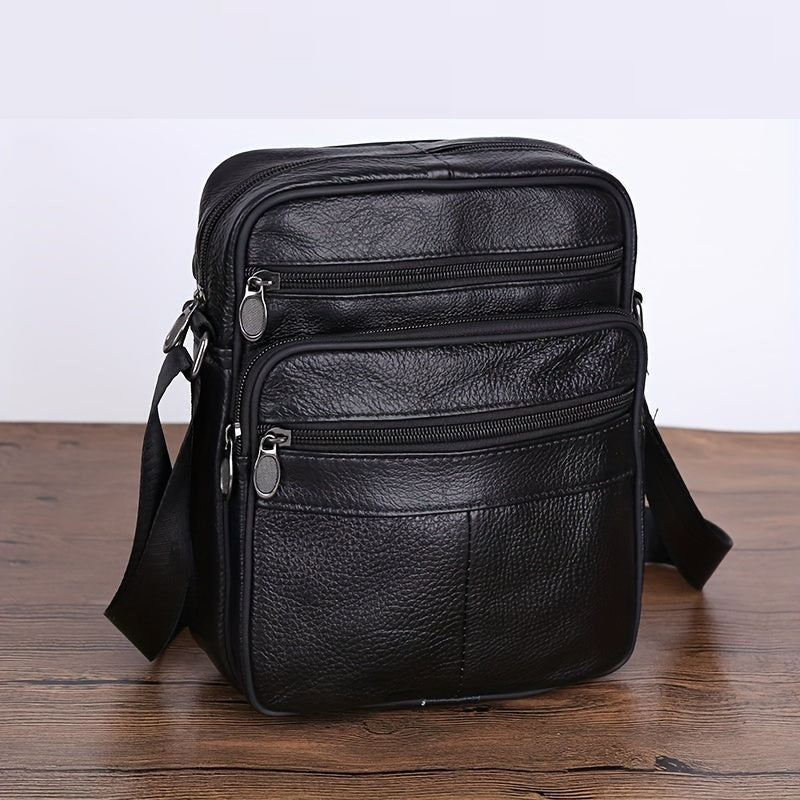 Sac à bandoulière en cuir pour homme – Grand sac en cuir de vachette avec bandoulière réglable