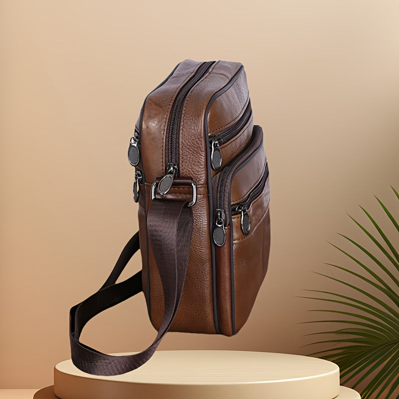 Sac à bandoulière en cuir pour homme – Grand sac en cuir de vachette avec bandoulière réglable