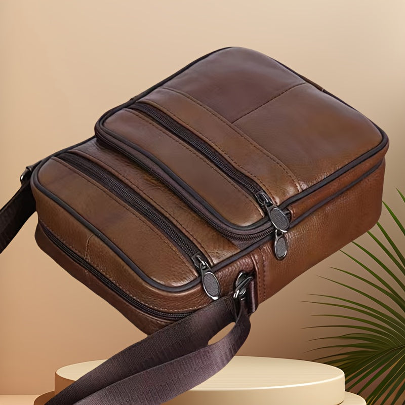 Sac à bandoulière en cuir pour homme – Grand sac en cuir de vachette avec bandoulière réglable