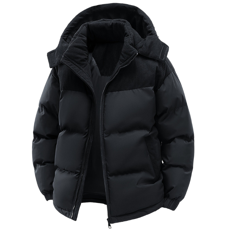 Veste d'Hiver Homme | Veste Matelassée avec Capuche | Chaude & Coupe-Vent