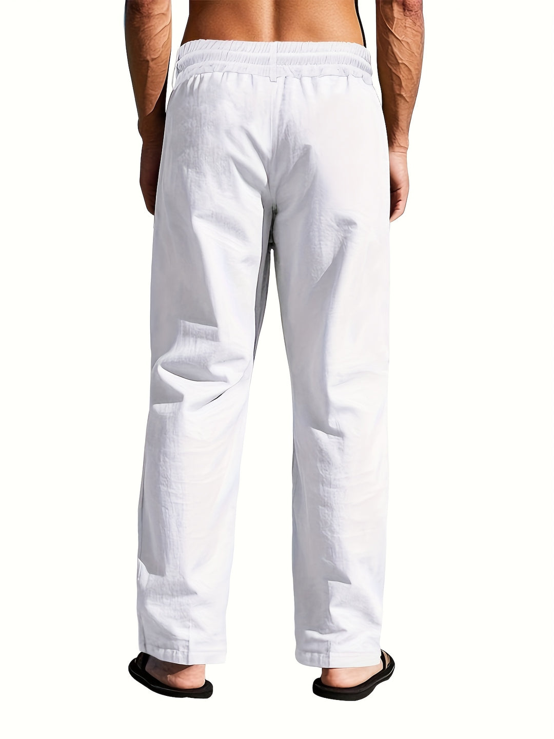 Pantalon en lin pour hommes BreezeFit – Confort d'été respirant avec design à multi-boutons
