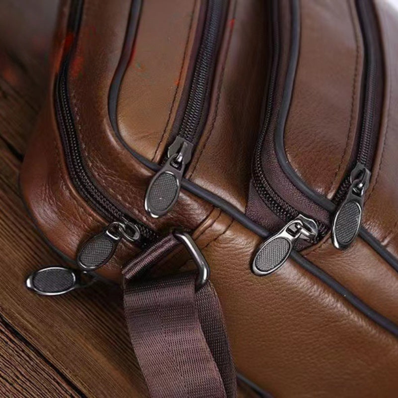 Sac à bandoulière en cuir pour homme – Grand sac en cuir de vachette avec bandoulière réglable
