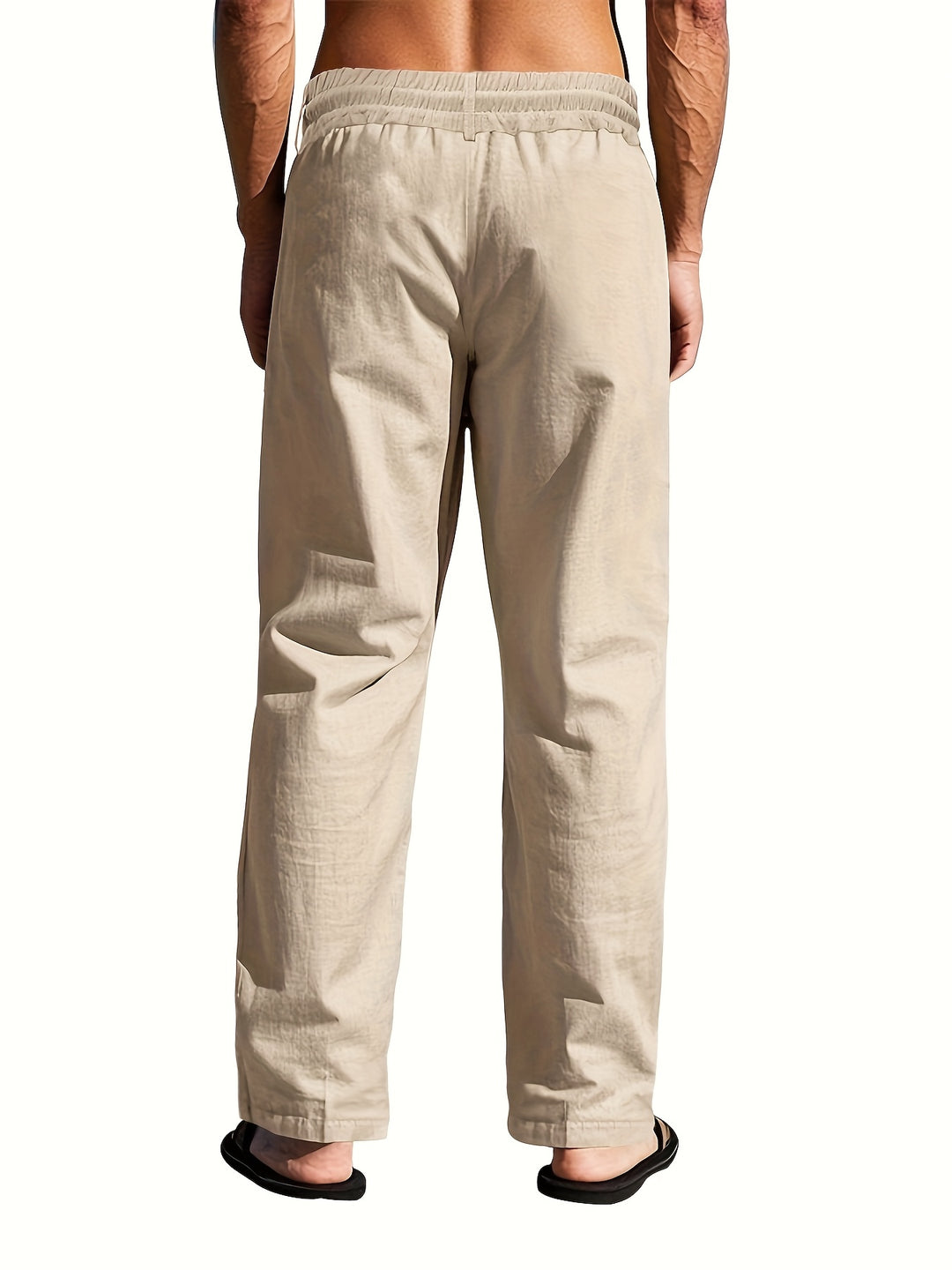 Pantalon en lin pour hommes BreezeFit – Confort d'été respirant avec design à multi-boutons