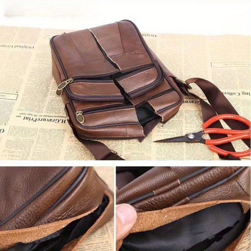 Sac à bandoulière en cuir pour homme – Grand sac en cuir de vachette avec bandoulière réglable