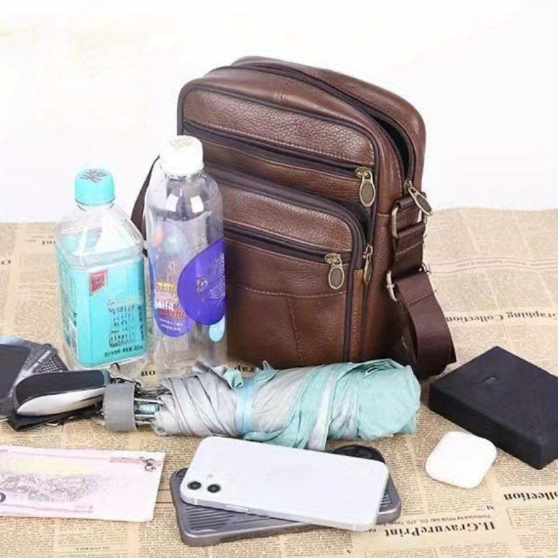 Sac à bandoulière en cuir pour homme – Grand sac en cuir de vachette avec bandoulière réglable