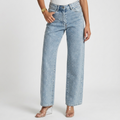 Jean Femme Pailleté Jambe Large Taille Haute Pantalon Denim Tendance