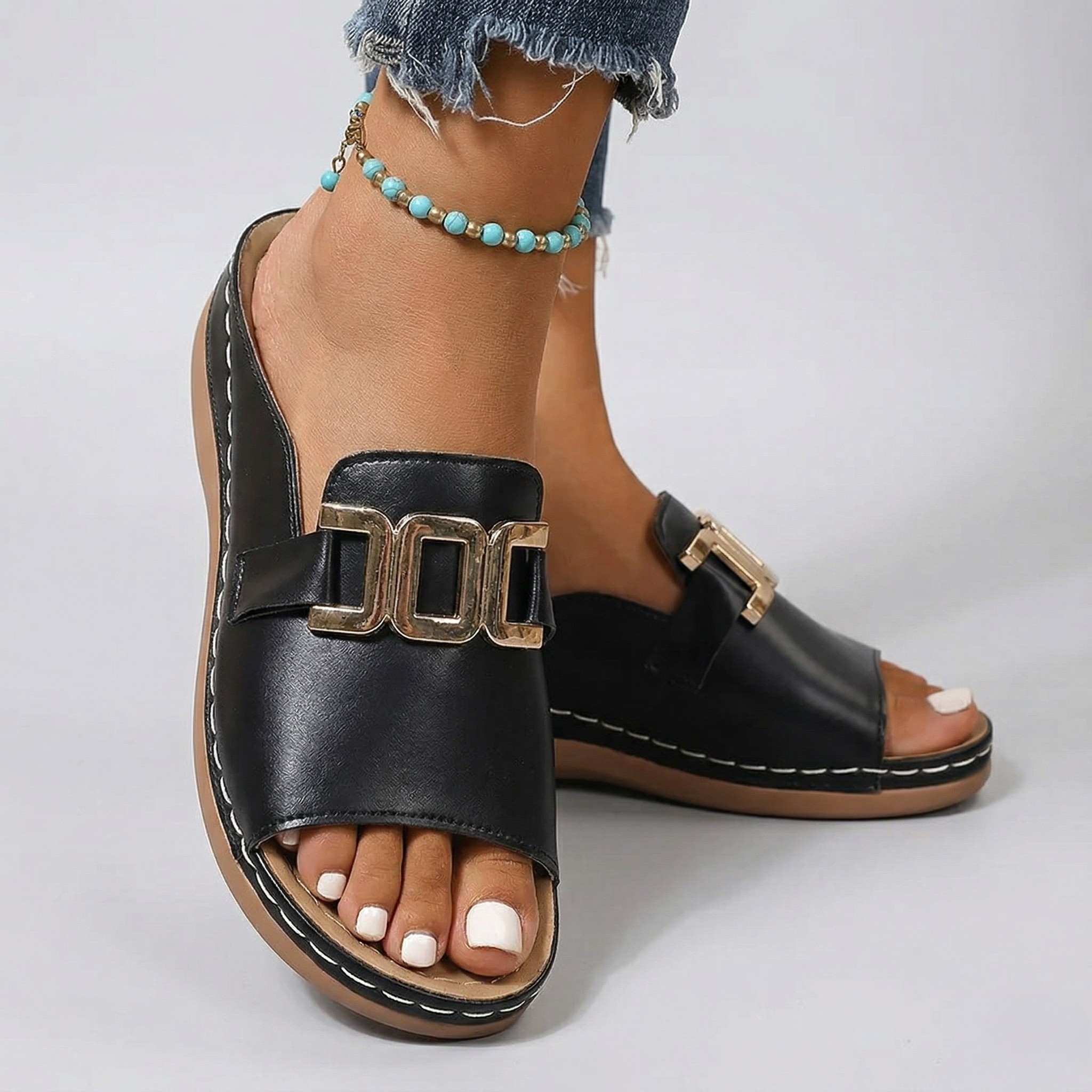 Sandales Femme Compensées Semelle Ergonomique Confort Été
