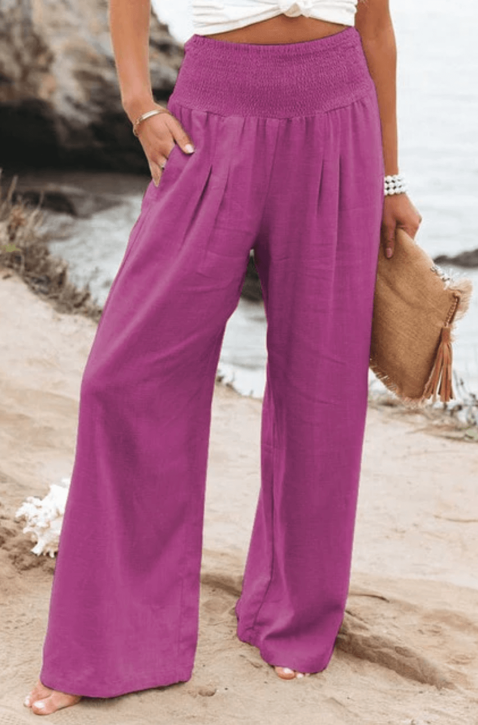 Pantalon Palazzo élastique élégant pour femmes