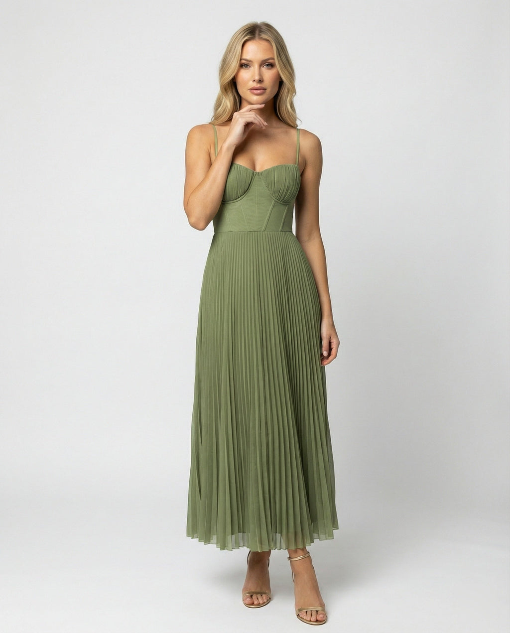 EB | Robe Midi Sans Manches Avec Bustier En Tulle Plissé