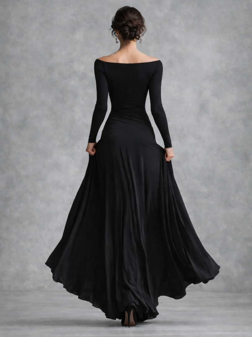 Maris | Robe Maxi à Manches Longues Drapée
