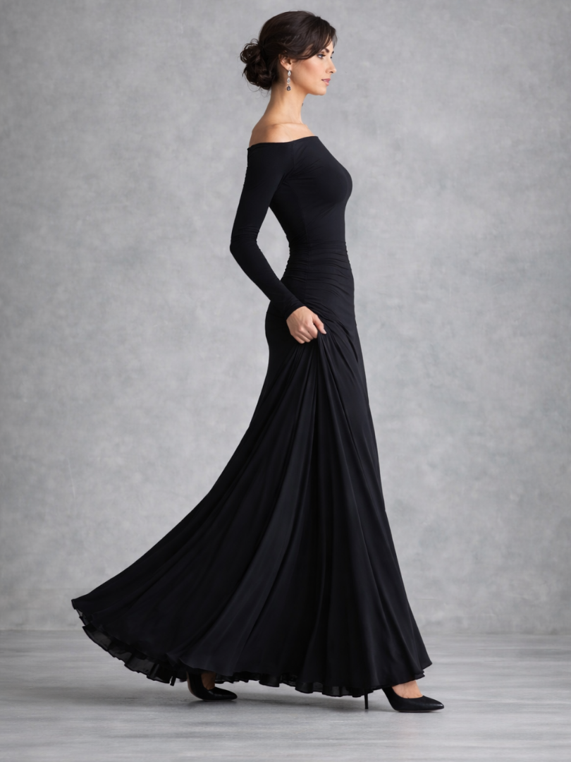 Maris | Robe Maxi à Manches Longues Drapée