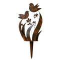 Lark & Iron – Piquet de Jardin Rustique avec Oiseau et Fleurs Sauvages