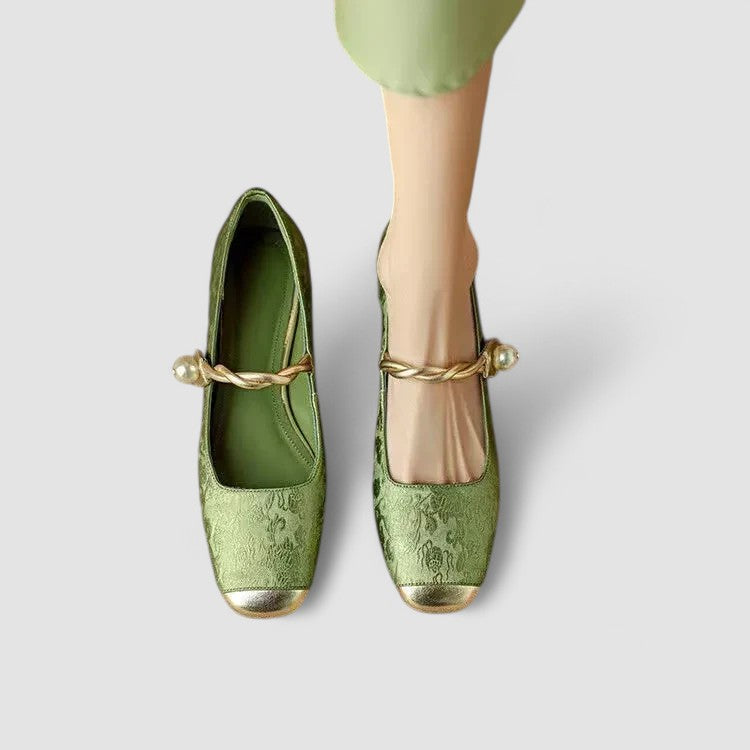 Chaussures à Talon Carré pour Femme avec Bout Carré et Paillettes Brillantes