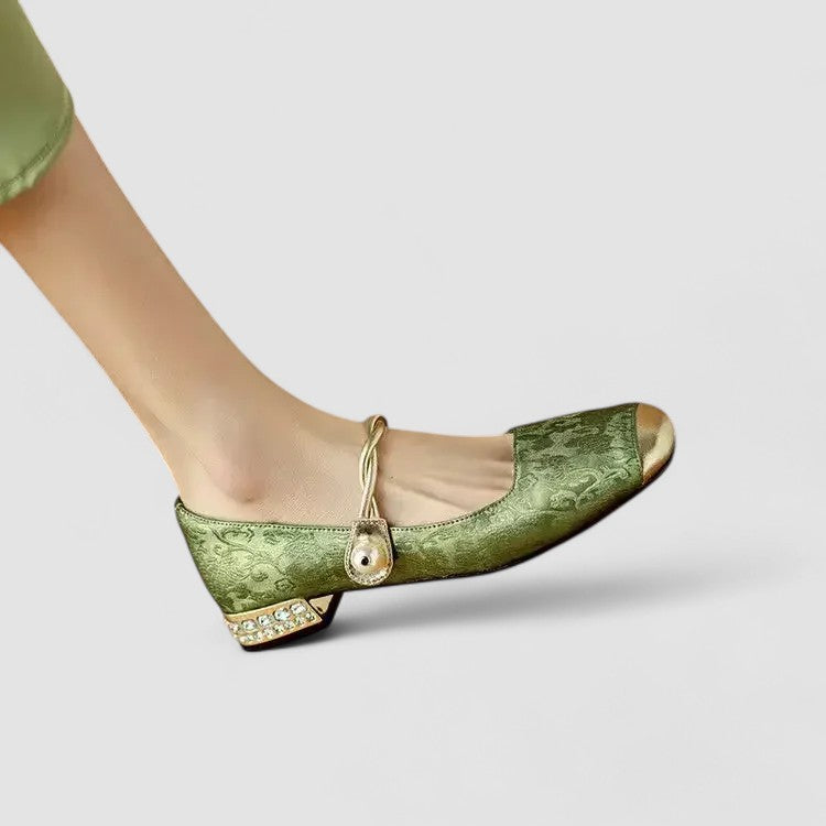Chaussures à Talon Carré pour Femme avec Bout Carré et Paillettes Brillantes